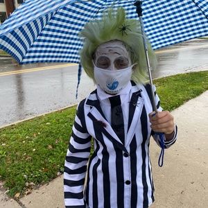 Beetlejuice Striped Uniform  Halloween Carnival Suit Cosplay size Kids  XL